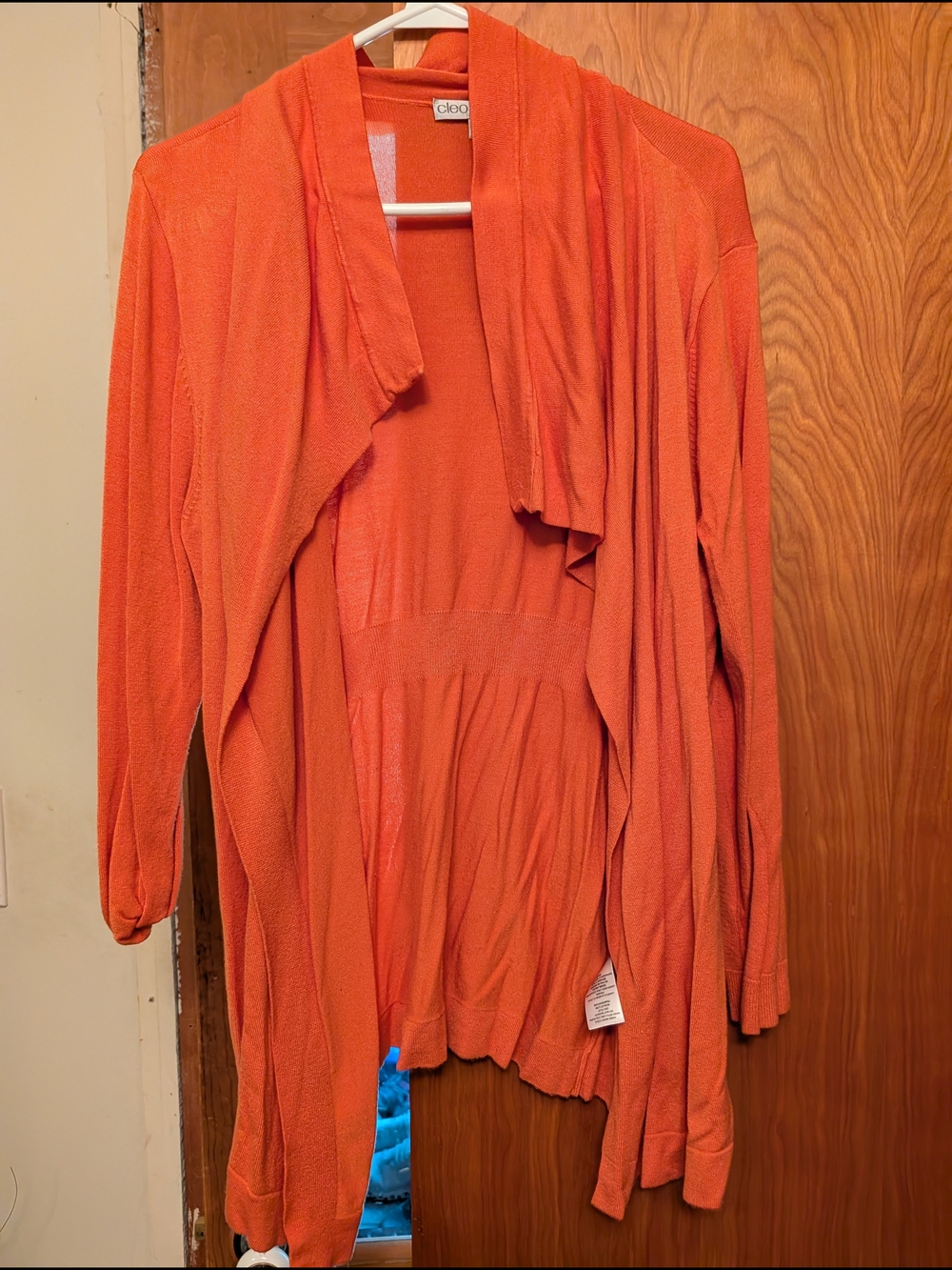 cleo Coral-Orange Open Drape Cardigan